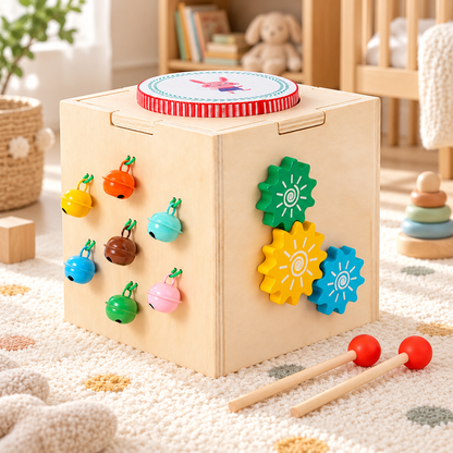 Cub De Activitati 5 in 1 idealSTORE SQUARE CUBE, Jucarie Educativa si Muzicala, Pentru Copii De La 2 Ani, Multicolor