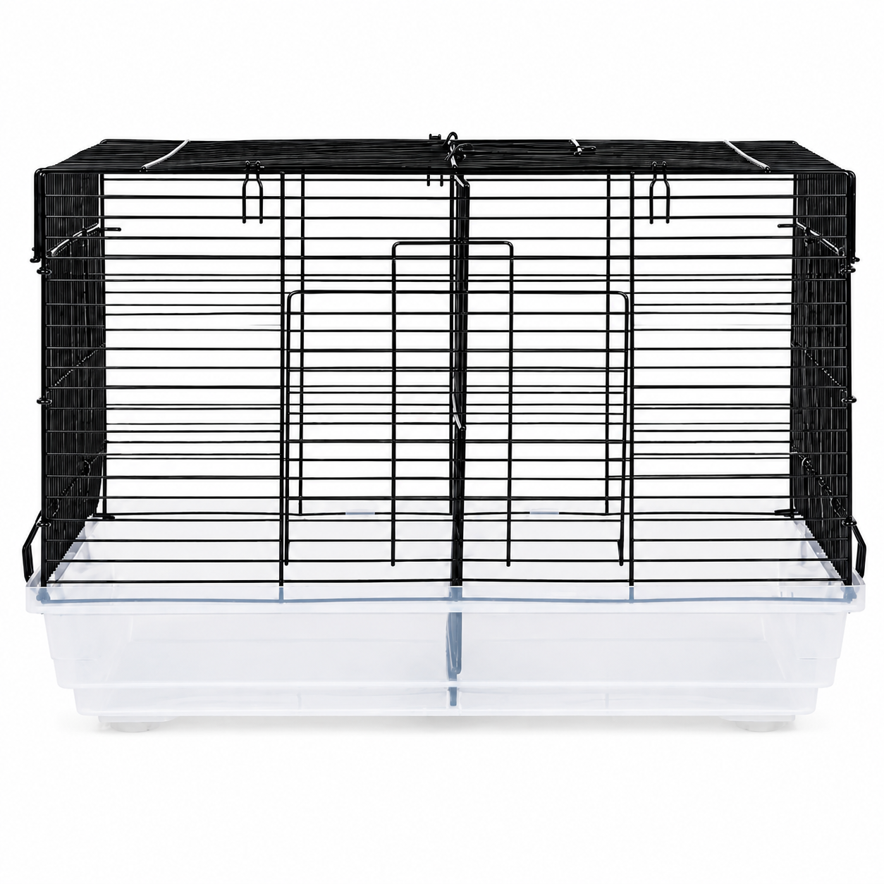Cusca pentru hamsteri si rozatoare mici idealSTORE, 47X30X30 cm, Constructie metalica, Baza detasabila, Usa laterala, Maner pentru transport, 4 Cleme de fixare, Negru