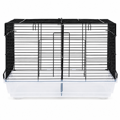 Cusca pentru hamsteri si rozatoare mici idealSTORE, 47X30X30 cm, Constructie metalica, Baza detasabila, Usa laterala, Maner pentru transport, 4 Cleme de fixare, Negru