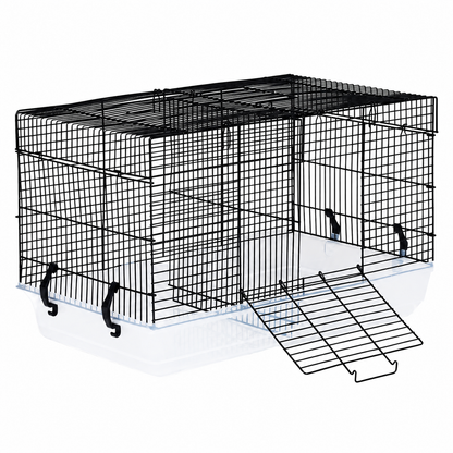 Cusca pentru hamsteri si rozatoare mici idealSTORE, 47X30X30 cm, Constructie metalica, Baza detasabila, Usa laterala, Maner pentru transport, 4 Cleme de fixare, Negru