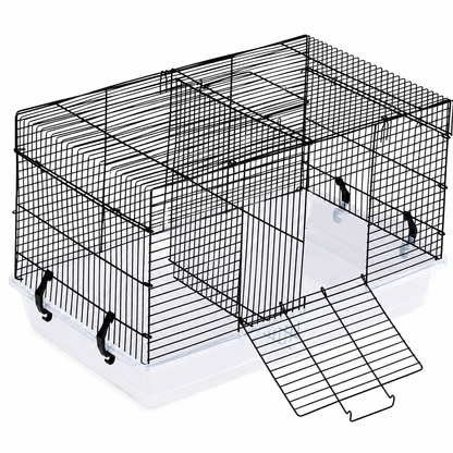Cusca pentru hamsteri si rozatoare mici idealSTORE, 47X30X30 cm, Constructie metalica, Baza detasabila, Usa laterala, Maner pentru transport, 4 Cleme de fixare, Negru