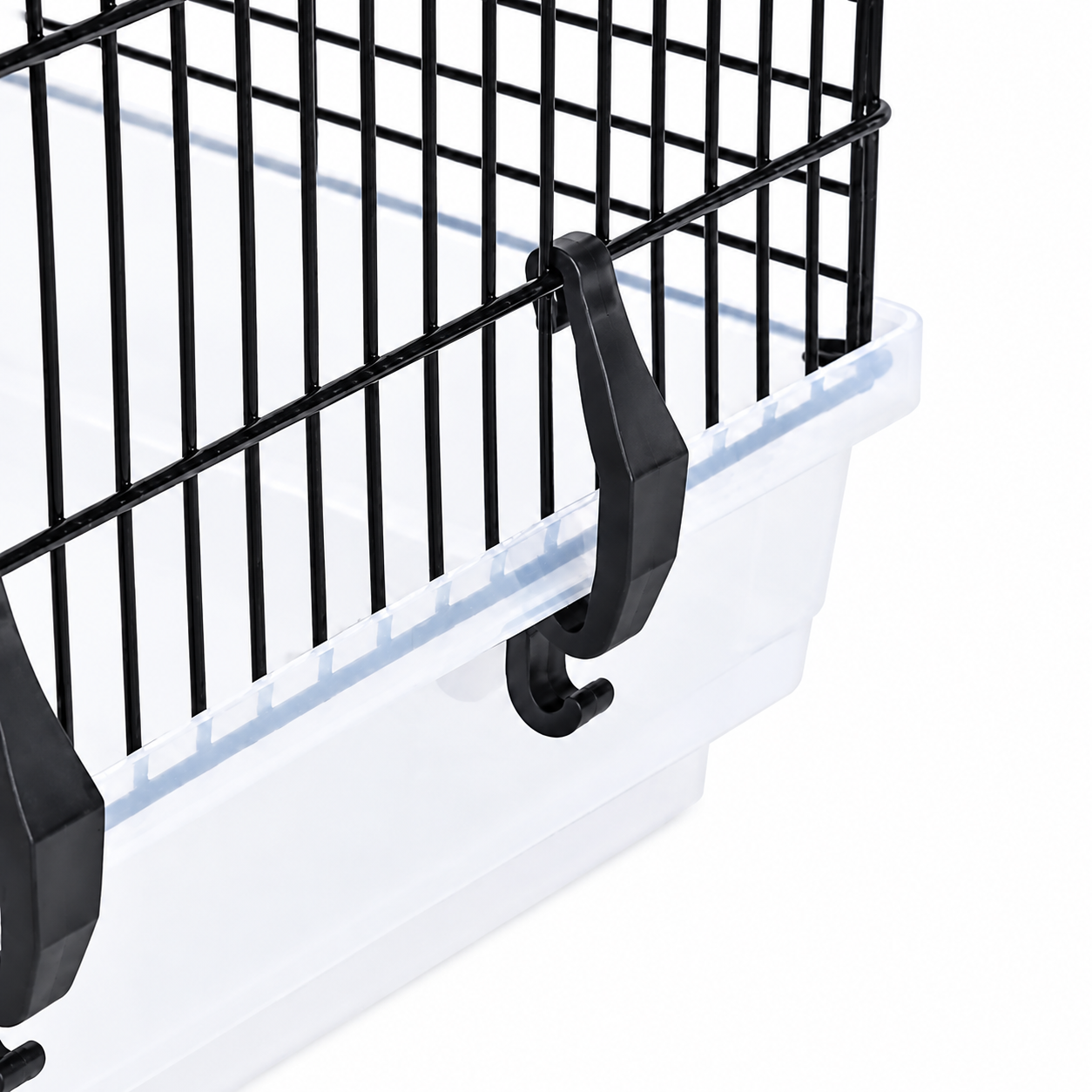 Cusca pentru hamsteri si rozatoare mici idealSTORE, 47X30X30 cm, Constructie metalica, Baza detasabila, Usa laterala, Maner pentru transport, 4 Cleme de fixare, Negru