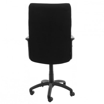 Scaun birou directorial idealSTORE Profesional Ankara, recomandat pentru utlizare profesionala, sezut si spatar din lemn straficat, tapiterie din stofa neagra