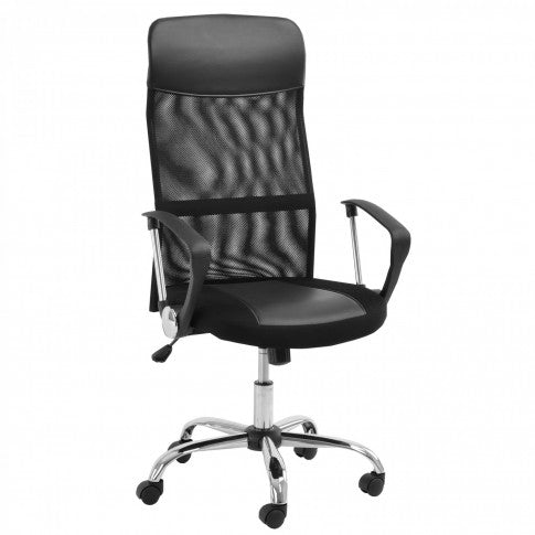 Scaun birou idealSTORE Viking, rotativ cu mecanism butterfly, spatar din plasa mesh + poliuretan, culoare negru