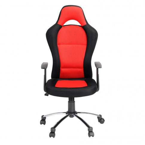 Scaun birou operational idealSTORE Mokanno, design modern, rotativ cu mecanism Butterfly si rotile, sarcina maxima 120 Kg, culoare Rosu Negru