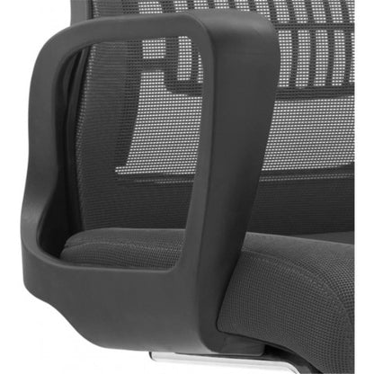 Scaun birou directorial idealSTORE Impresa Office, Tapiteria din plasa, Greutate Sustinuta 150 kg, baza din otel, stil modern, Culoare Negru