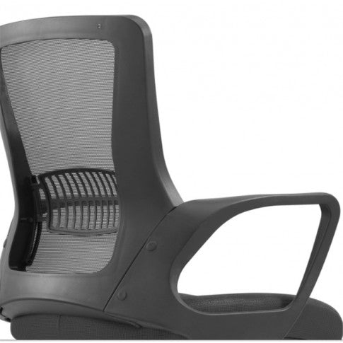 Scaun birou directorial idealSTORE Impresa Office, Tapiteria din plasa, Greutate Sustinuta 150 kg, baza din otel, stil modern, Culoare Negru