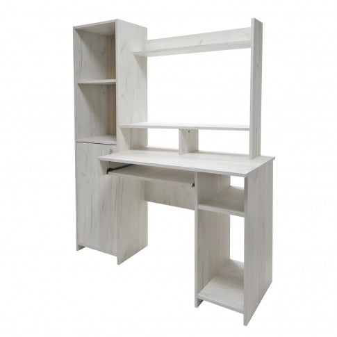 Birou calculator idealSTORE Ankara culoare Stejar Alb conceput pentru perete si spatii inguste, dimensiune 130 x 160 x 51 cm, design modern, creeaza un ambient modern si primitor