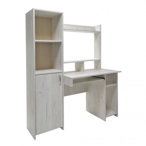 Birou calculator idealSTORE Ankara culoare Stejar Alb conceput pentru perete si spatii inguste, dimensiune 130 x 160 x 51 cm, design modern, creeaza un ambient modern si primitor