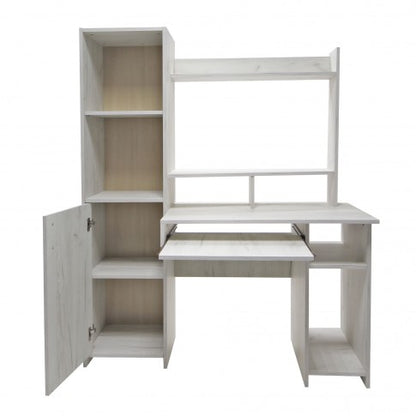 Birou calculator idealSTORE Ankara culoare Stejar Alb conceput pentru perete si spatii inguste, dimensiune 130 x 160 x 51 cm, design modern, creeaza un ambient modern si primitor