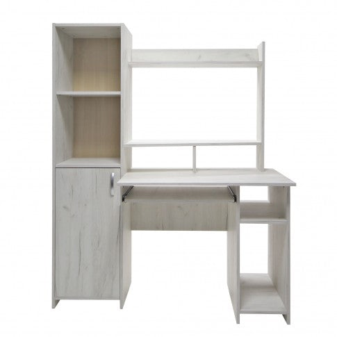 Birou calculator idealSTORE Ankara culoare Stejar Alb conceput pentru perete si spatii inguste, dimensiune 130 x 160 x 51 cm, design modern, creeaza un ambient modern si primitor