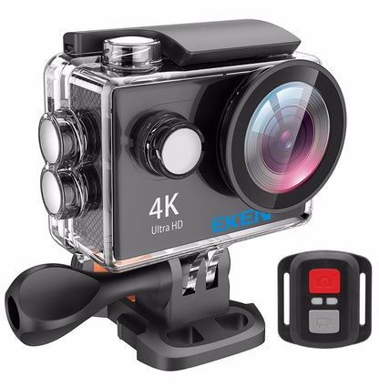 Nou! Eken Camera Ultra HD 4K 170 grade, Functie camera bord Auto, Display 2-inch, Wi-Fi, HDMI, Accesorii incluse, Micro USB waterproof 30m, Black + Telecomanda Cadou