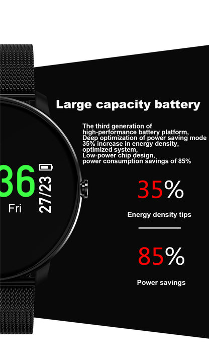 Ceas Smartwatch Bratara Fitness Concept FIT 007, Display OLED COLOR, Ultra Slim, Tensiometru, Puls, Monitor Somn, Notificari Mesaj / Apel, G-Senzor, Bratara Metalica, Stainless Steel Black