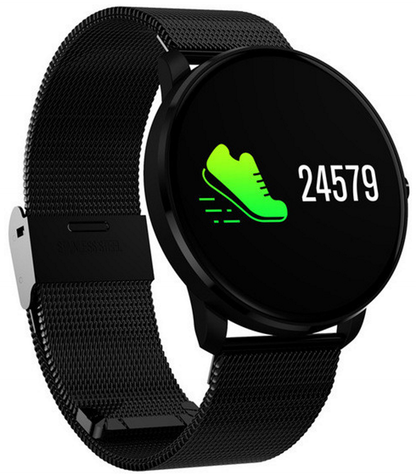 Ceas Smartwatch Bratara Fitness Concept FIT 007, Display OLED COLOR, Ultra Slim, Tensiometru, Puls, Monitor Somn, Notificari Mesaj / Apel, G-Senzor, Bratara Metalica, Stainless Steel Black