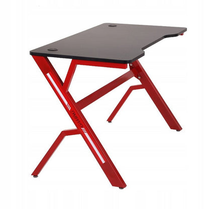 Birou de gaming CN-1918, doua prize pentru cabluri, dimensiuni 120x60x73 cm, negru/rosu