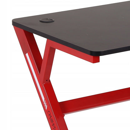 Birou de gaming CN-1918, doua prize pentru cabluri, dimensiuni 120x60x73 cm, negru/rosu