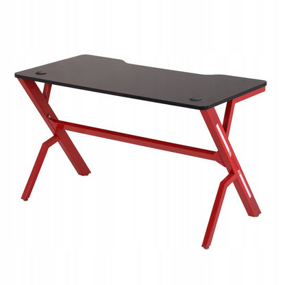 Birou de gaming CN-1918, doua prize pentru cabluri, dimensiuni 120x60x73 cm, negru/rosu