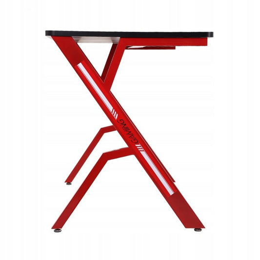 Birou de gaming CN-1918, doua prize pentru cabluri, dimensiuni 120x60x73 cm, negru/rosu