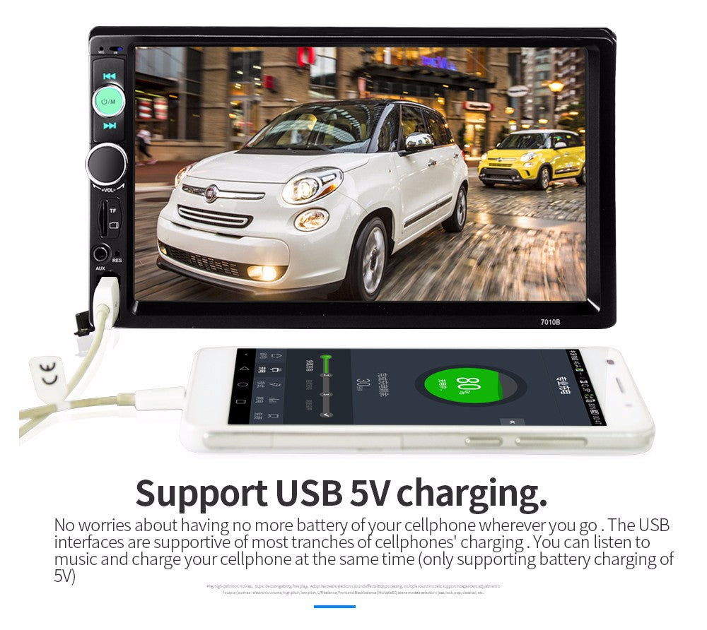 Mp5 player auto 7010b, mirrorlink 2 Din, Touchscreen 7' Bluetooth, USB auxiliar, sd card