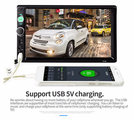 Mp5 player auto 7010b, mirrorlink 2 Din, Touchscreen 7' Bluetooth, USB auxiliar, sd card
