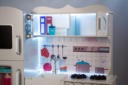 Bucatarie multifunctionala pentru copii, din lemn LED Kinderplay Green GS0053