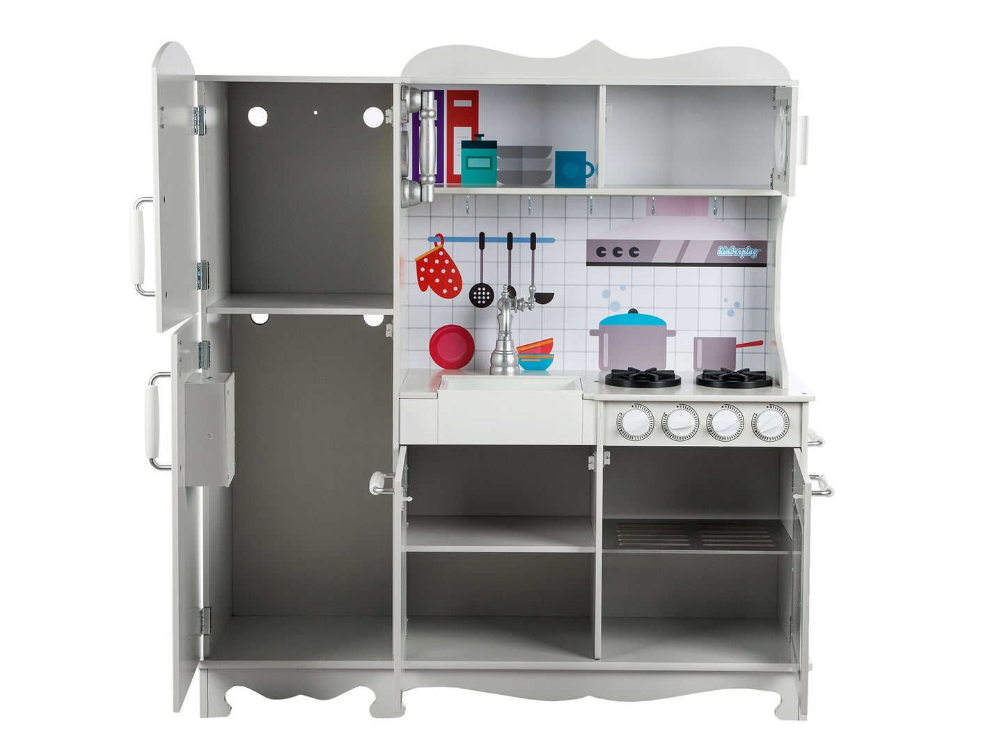 Bucatarie multifunctionala pentru copii, din lemn LED Kinderplay Green GS0053