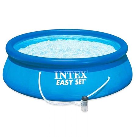 Piscina gonflabila Family rotunda Intex Easy Set, dimensiune 396 x 84 cm, cu pompa de filtrare si recilculare, kit de reparatie inclus, instalare rapida si usoara, ideala pentru toata familia