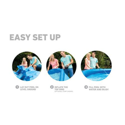 Piscina gonflabila circulara Family Intex Easy, 305 x 76 cm, pompa de filtrare si recirculare a apei inclusa, ideala pentru familie