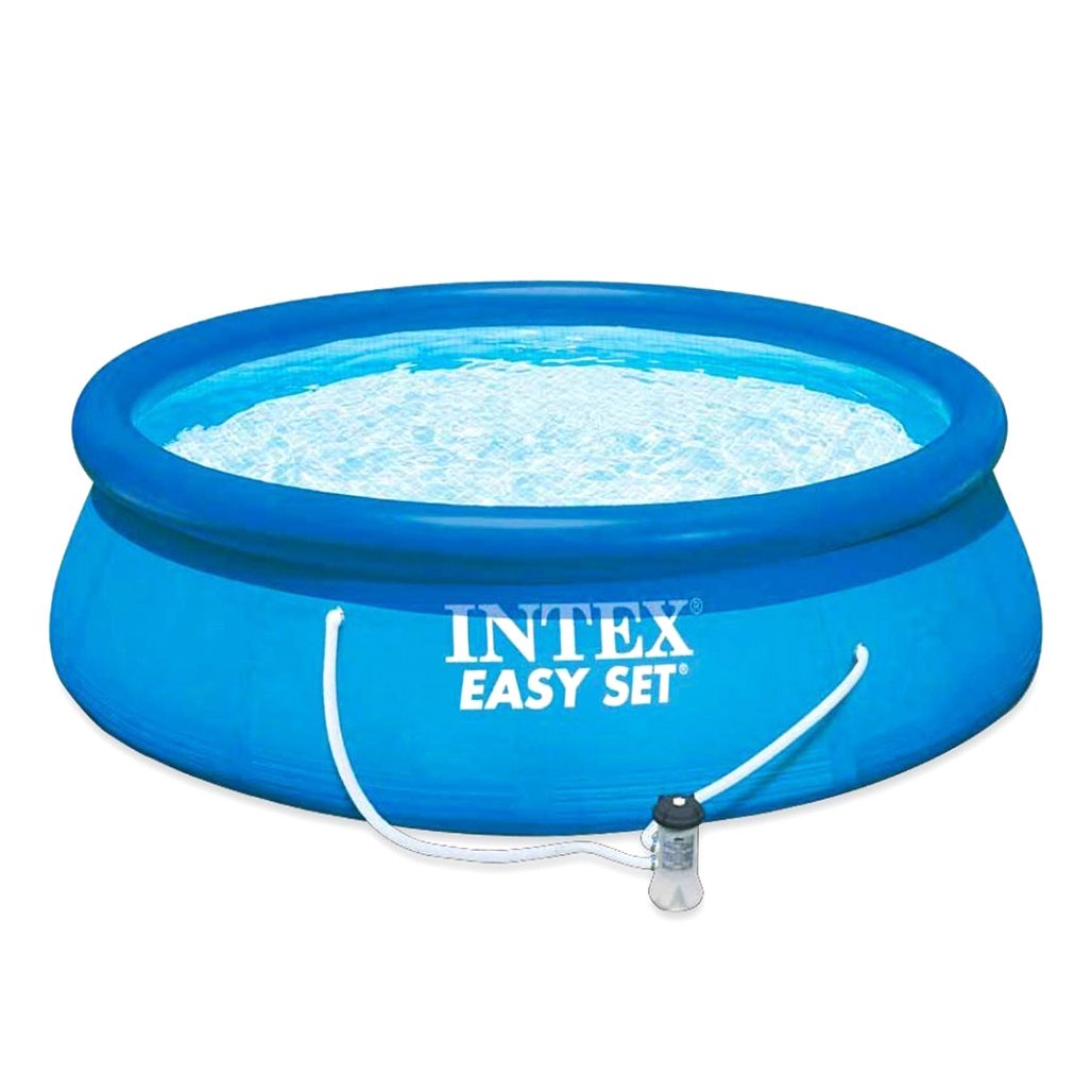 Piscina gonflabila circulara Family Intex Easy, 305 x 76 cm, pompa de filtrare si recirculare a apei inclusa, ideala pentru familie