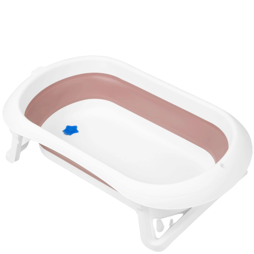 Cadita pliabila pentru baie copii DacEnergy, pliabila, picioare antiderapante, dop senzor de temperatura, maxim 45 kg, 50 x 21 cm, roz si alb