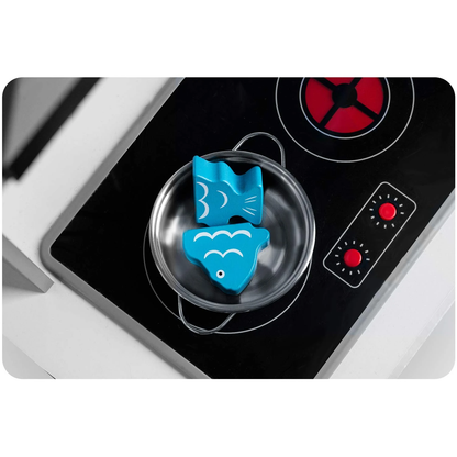 Set fruncte si legume DacEnergy, realizat din lemn, pentru feliat, cu magnet, 14 piese, 3 cutite, un tocator, ladita