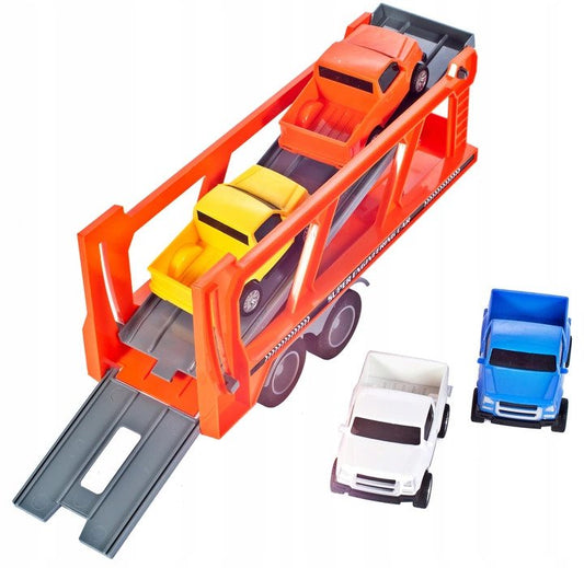 Camion Transporter Interactiv Fantastic, Echipata cu Efecte Sonore si Luminoase, Baterii 3x AG13 inclus, 39cm x 9cm x 16cm, Multicolor