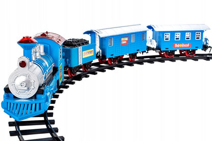 Set Trenulet cu Trei Vagoane Interactive Detasabile, Actionate Electric, Design Modern, Sunete si Lumini Specifice, 354 cm