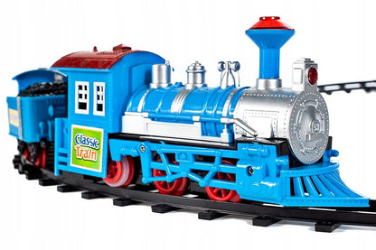 Set Trenulet cu Trei Vagoane Interactive Detasabile, Actionate Electric, Design Modern, Sunete si Lumini Specifice, 354 cm