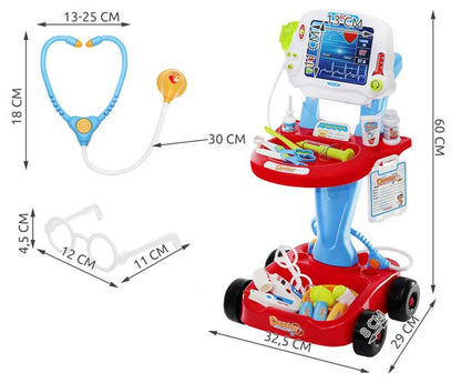 Set Interactiv Educational pentru Copii, Joc de Rol Micul Doctor si Asistent Medical, Multiple accesorii de Tratare al Pacientului, 32.5 x29 x60cm, Multicolor
