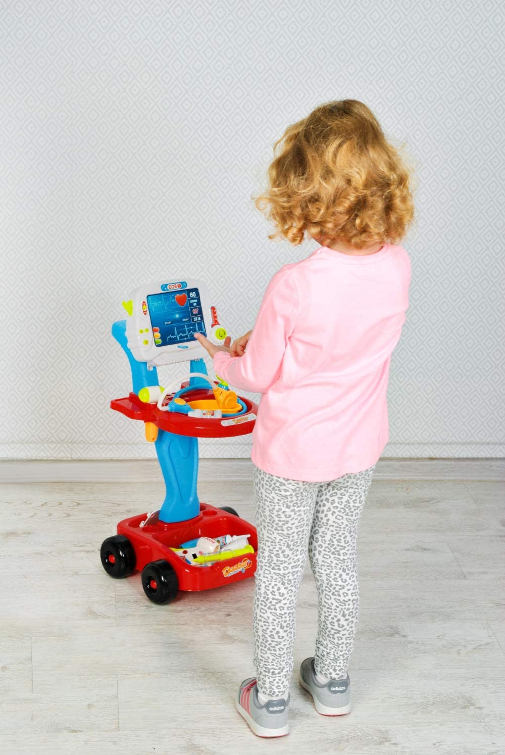 Set Interactiv Educational pentru Copii, Joc de Rol Micul Doctor si Asistent Medical, Multiple accesorii de Tratare al Pacientului, 32.5 x29 x60cm, Multicolor