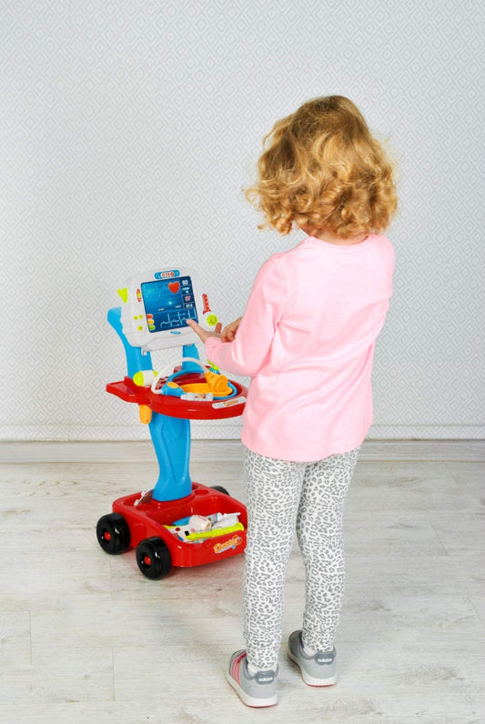 Set Interactiv Educational pentru Copii, Joc de Rol Micul Doctor si Asistent Medical, Multiple accesorii de Tratare al Pacientului, 32.5 x29 x60cm, Multicolor