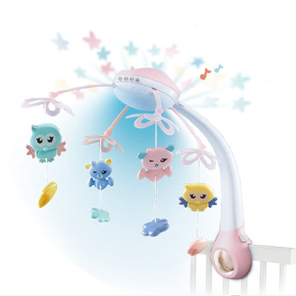 Carusel Interactiv Multifunctional Night Bed Bell BebeLux, Rotire 360, Efecte Luminoase si Sonore, Proiector cu Stelute, 500 Melodii de Somn, Mod de Noapte, Roz