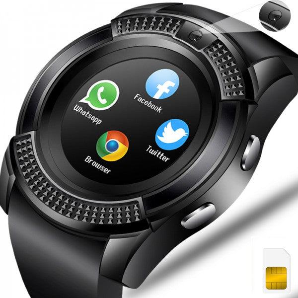 Ceas Smartwatch elSales ELS-V8 , functie telefon , suport SIM , Bluetooth , camera , negru