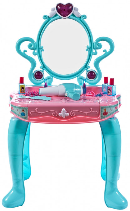 Masuta de Make-Up cu Pian, pentru fetite, calitate premium cu lumini si sunete, uscator de par, multiple accesorii 62 x 33 x 64 cm, Turcoaz