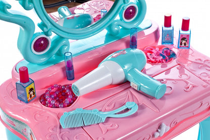 Masuta de Make-Up cu Pian, pentru fetite, calitate premium cu lumini si sunete, uscator de par, multiple accesorii 62 x 33 x 64 cm, Turcoaz