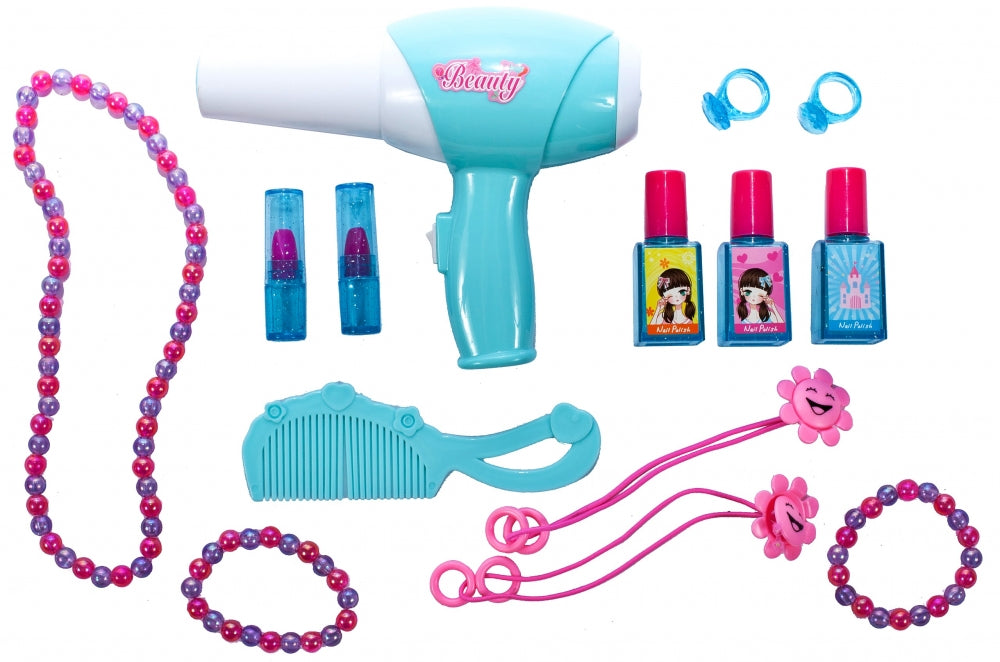 Masuta de Make-Up cu Pian, pentru fetite, calitate premium cu lumini si sunete, uscator de par, multiple accesorii 62 x 33 x 64 cm, Turcoaz