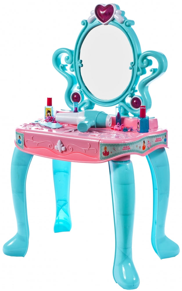 Masuta de Make-Up cu Pian, pentru fetite, calitate premium cu lumini si sunete, uscator de par, multiple accesorii 62 x 33 x 64 cm, Turcoaz