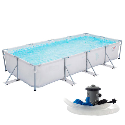 Piscina cadru metalic, 400 x 211 x 81 cm, cu pompa de filtrare si prelata de acoperire