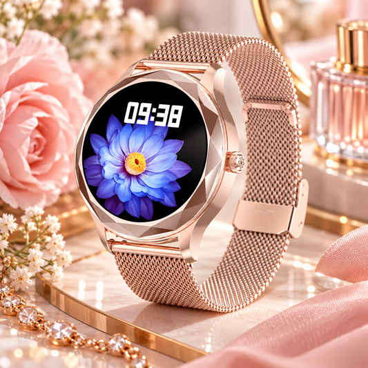 Ceas Smartwatch Diamond Suprem Collection IdealStore, Ecran 1.09 inch, Afisare Apeluri si Mesaje, Bluetooth, Monitorizare Ritm Cardiac si Somn, Multi-Sport, Rezistent la Apa IP67, Alarma, Android-IOS, Long Battery, Gold Metal Edition