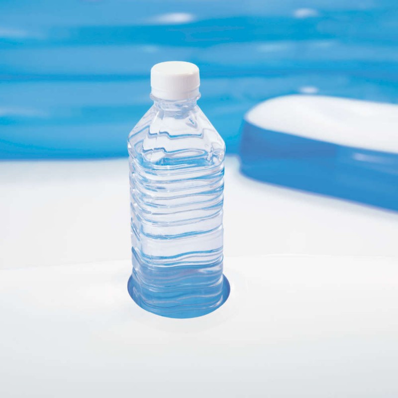 Piscina gonflabila pentru Familie, Bleu, 4 scaune gonflabile integrate, 2 suporturi pentru pahare, Intex, 229x229x66cm, PG-B-I04