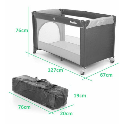 Patut pliant de voiaj KINDERCARE cu Saltea inclusa, Geanta de transport, Buzunar cu fermoar pentru acces copil, Material lavabil, Roti cu franare, Roz