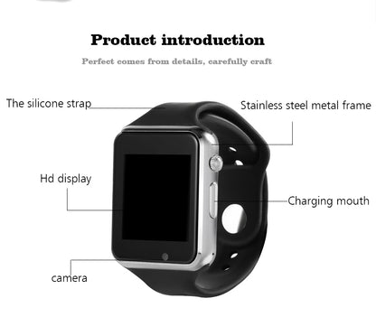 Ceas Inteligent cu Telefon ATech, Cartela Sim, Camera, Touchscreen, Handsfree, Apelare BT, Facebook, WhatsApp, Pedometru, Digital, Slot Card, Compatibil Android si iOS, SmartVIBE, Aluminium Black