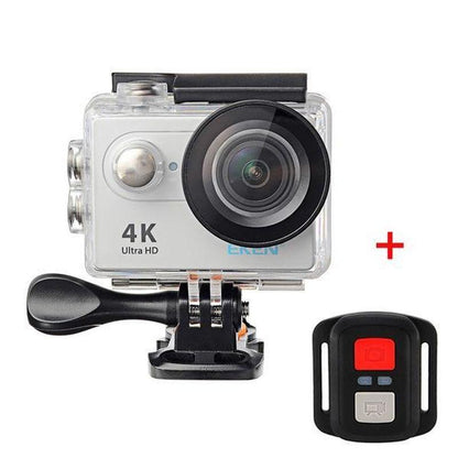 Camera Video Sport EKEN H9R Ultra HD 4K 170 grade, HDMI, Functie Camera Auto DVR, Conexiune Wi-Fi Hotspot, Kit accesorii sporturi extreme, Subacvatica 30 m , 2-inch + Carcasa Waterproof + Telecomanda , Silver