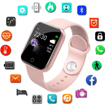 Ceas SmartWatch si Bratara Fitness, SmartVIBE I5, Full Metallic, NOTIFICARI Apeluri/Mesaje/Facebook, 1.3' Full Touch Display, Monitorizare Ritm Cardiac si Tensiune arteriala, Waterproof, Pedometru, Photo Control, Silicon Rose Gold